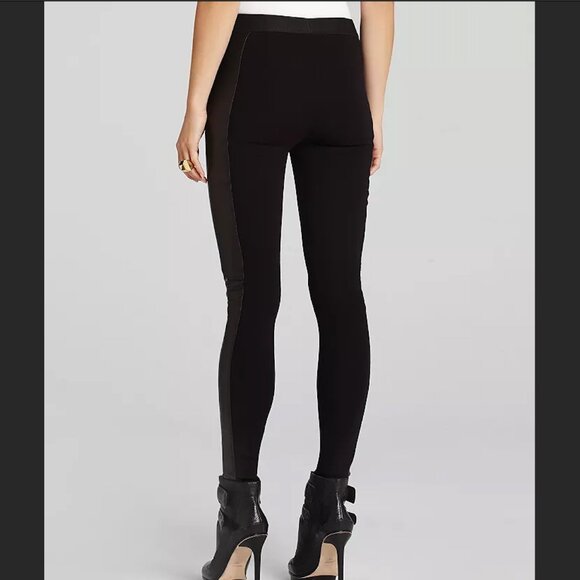 BCBGMAXAZRIA Shelby Black Faux Leather Panel Leggings Small BCBG NYE Night Out - Picture 3 of 10